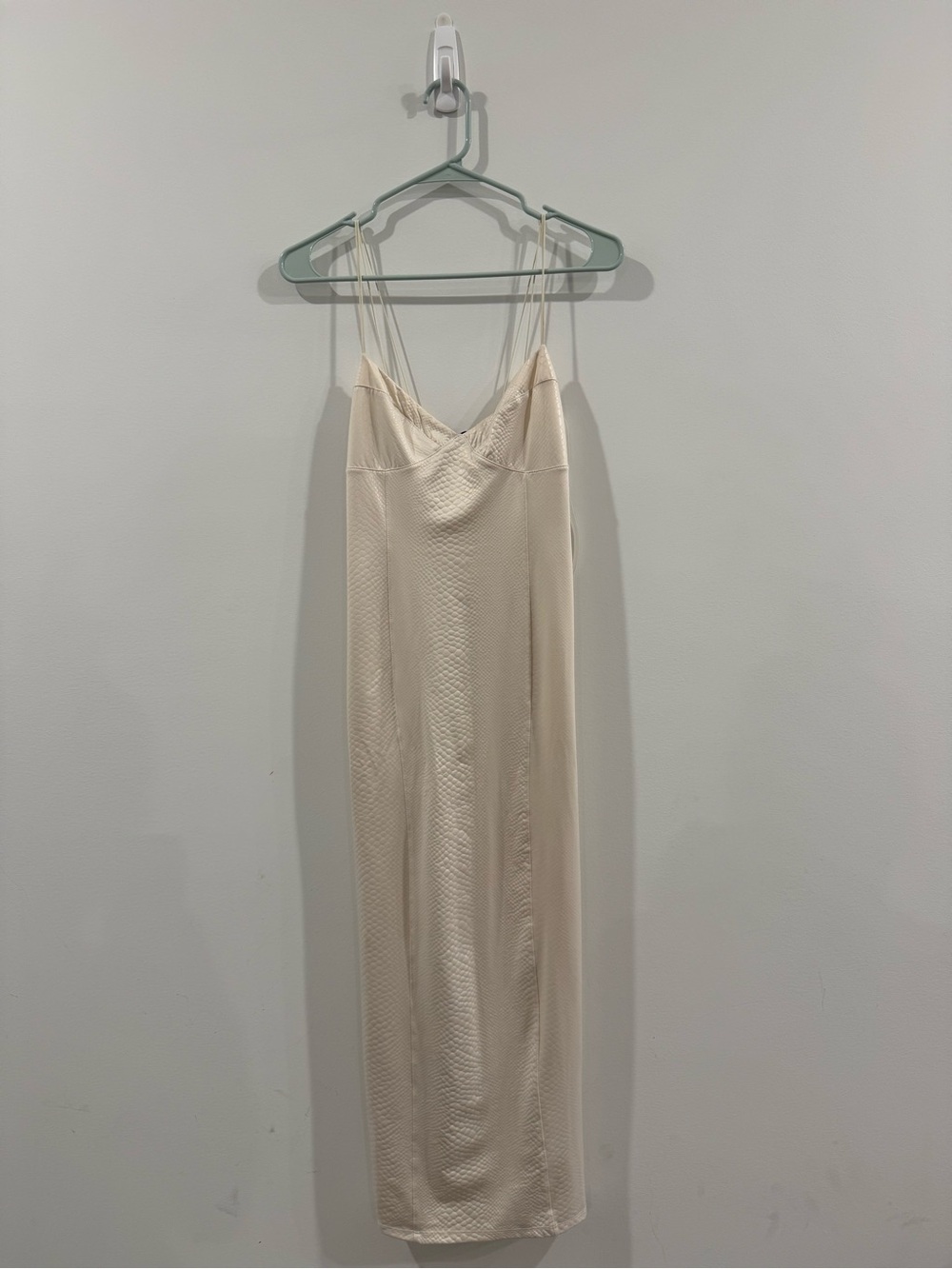 Bershka Cream Satin Slip Dress with Double Spaghetti Straps